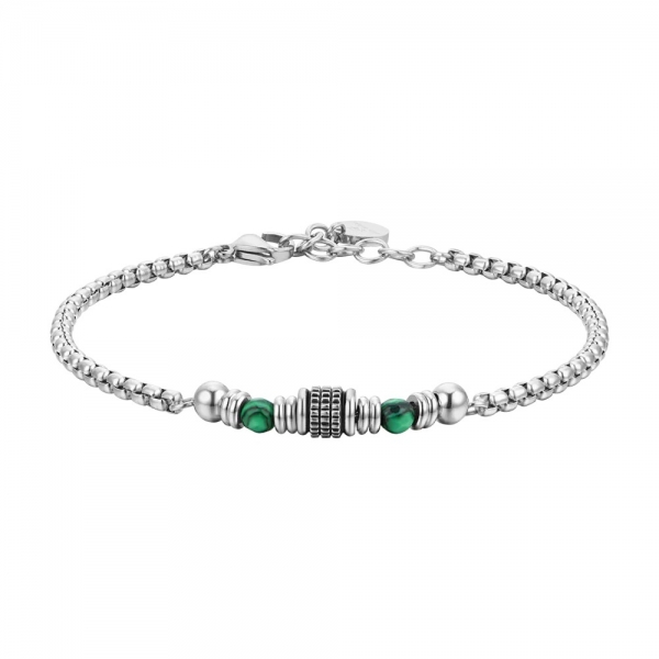 Pulsera Acero y Malaquita...