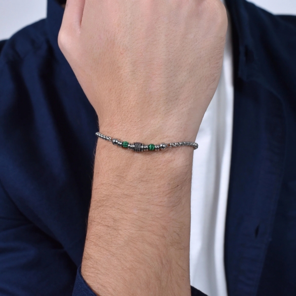 Pulsera Acero y Malaquita... 2