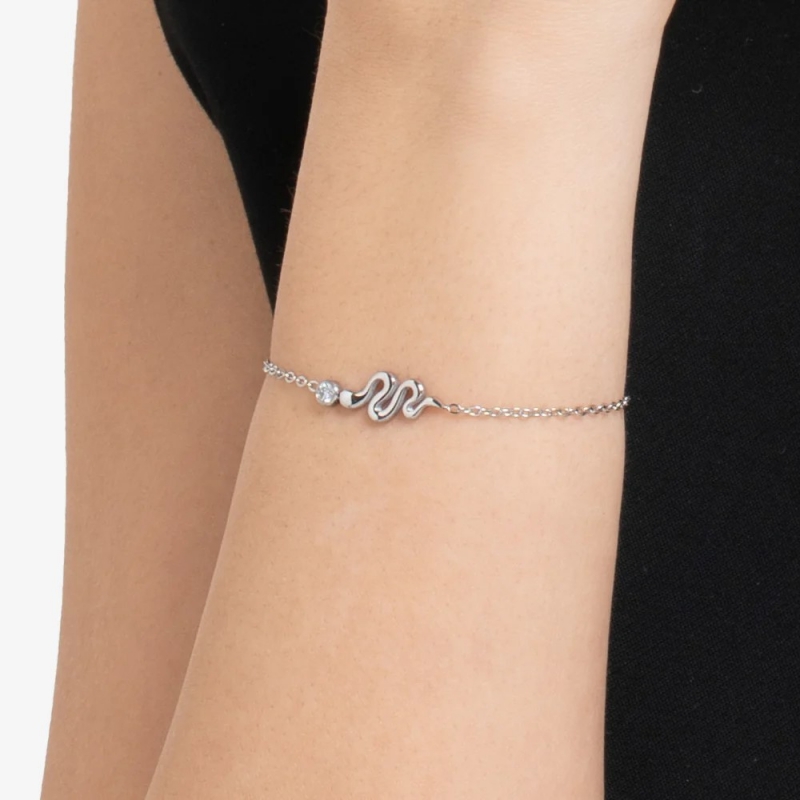 Pulsera Serpiente y Cristal Acero...