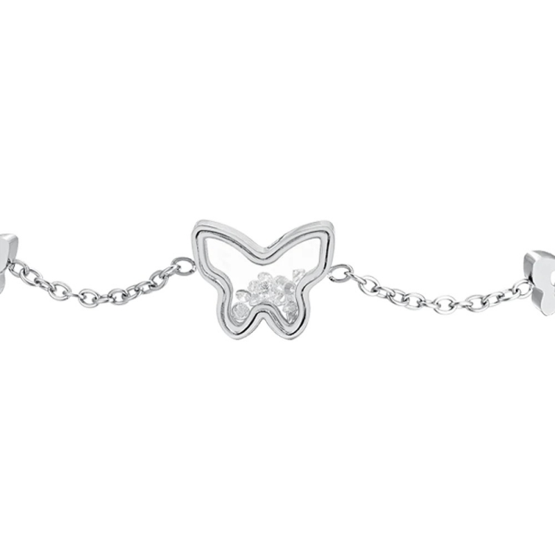 Pulsera Mariposas Acero Luca Barra