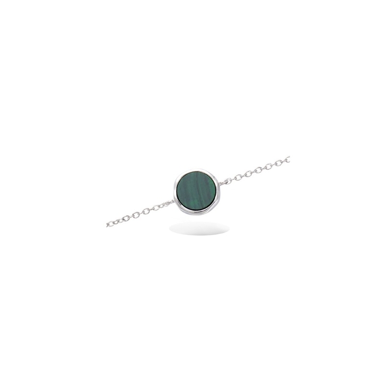 Pulsera Cabujón Malaquita Plata Sinergy