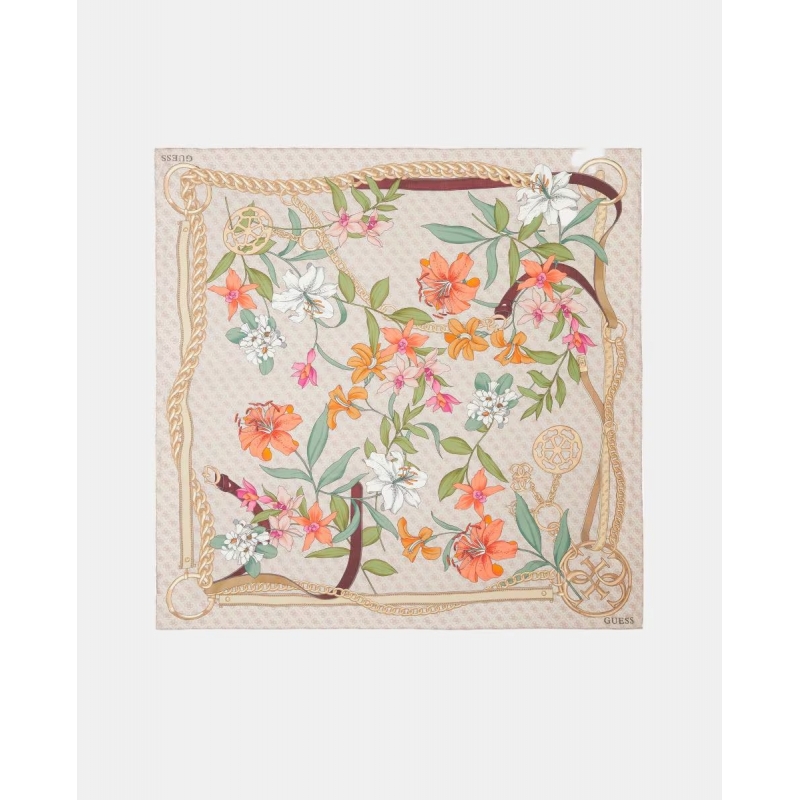 Foulard Cadenas Flores y Logo Multi...