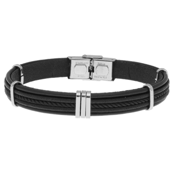 Pulsera de Cuero y Acero