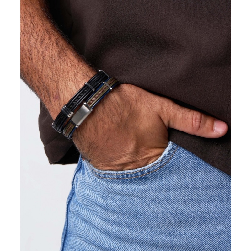Pulsera de Cuero y Acero