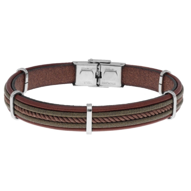 Pulsera de Cuero y Acero