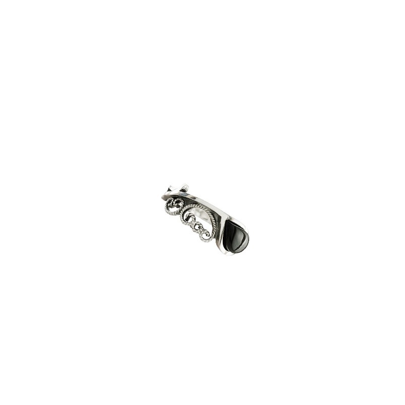 Anillo Intemporal Plata y Azabache Fink