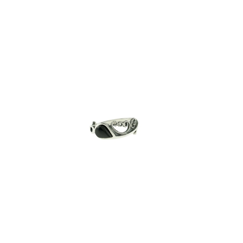 Anillo Intemporal Plata y Azabache Fink