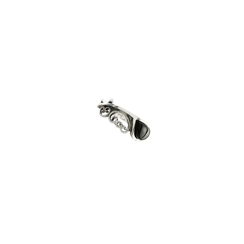 Anillo Intemporal Plata y Azabache Fink