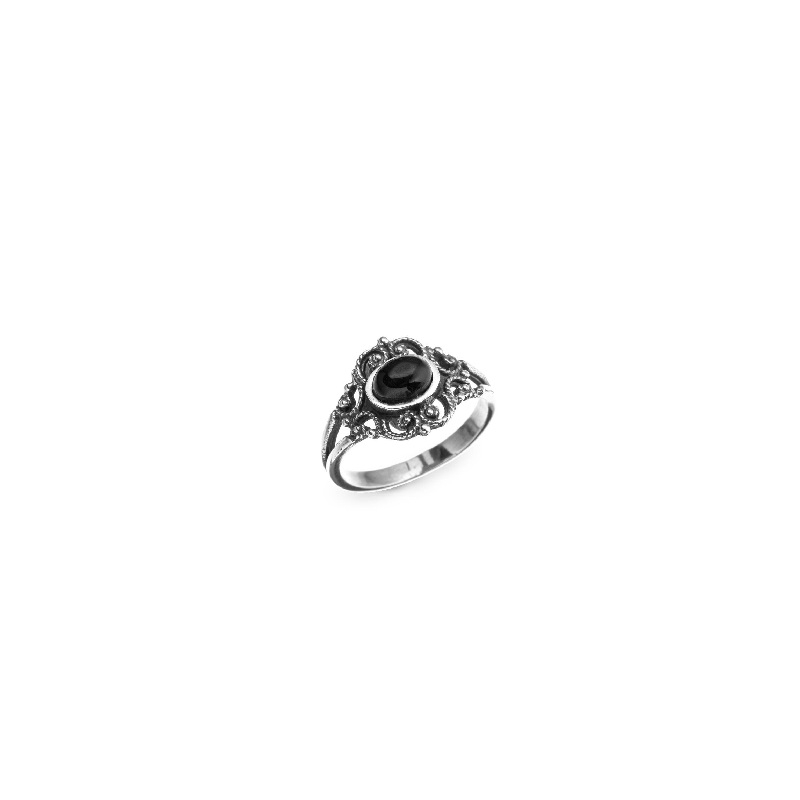 Anillo Vagalume Plata y Azabache Fink