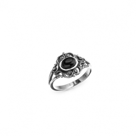Anillo Vagalume Plata y Azabache Fink