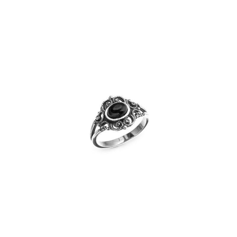 Anillo Vagalume Plata y Azabache Fink