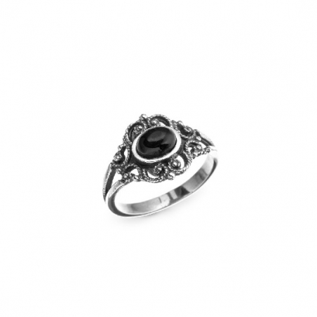 Anillo Vagalume Plata y Azabache Fink