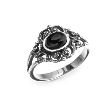 Anillo Vagalume Plata y Azabache Fink